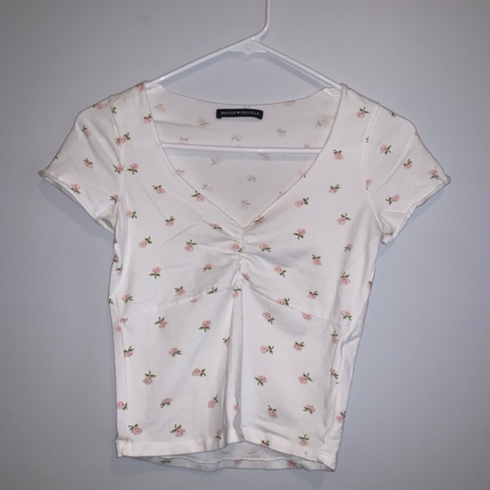 Brandy Melville White V-Neck Crop